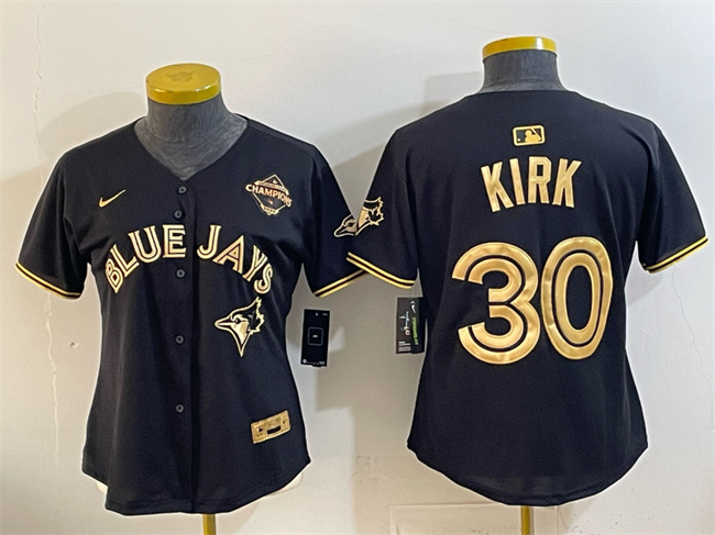 Youth Toronto Blue Jays #30 Alejandro Kirk Black Gold 2025 American League Champions Limited Stitched Baseball Jersey